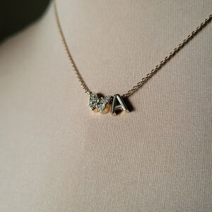 Dainty Gold Plated CZ Butterfly & Initial "A" Necklace